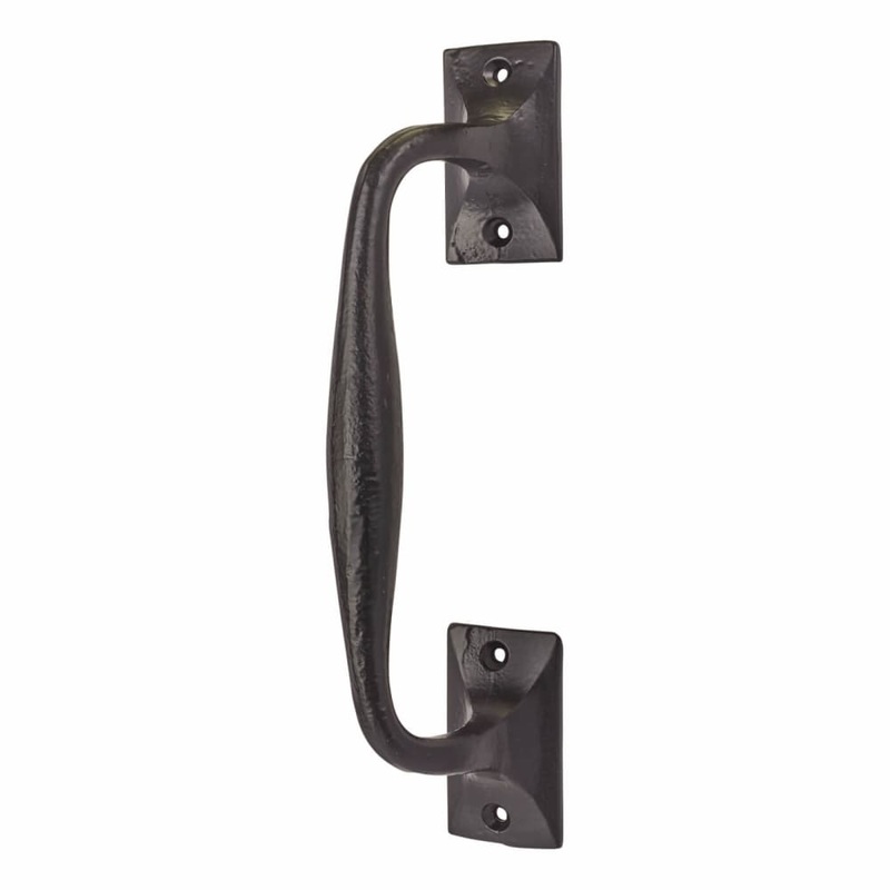 Olde Forge Offset Door Pull Handle – Screw Fix – 254 x 38mm – Antique Black Iron