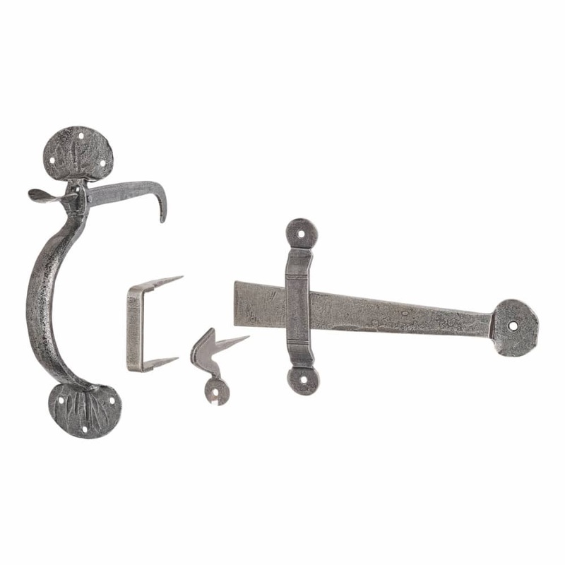 Olde Forge XL Medium Bean Thumb Latch Set – 75mm Door Thickness – Pewter