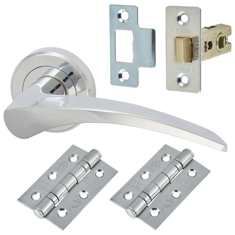 Serozzetta by Carlisle Brass Olivier Latch Door Handle on Rose Kit – Polished Chrome