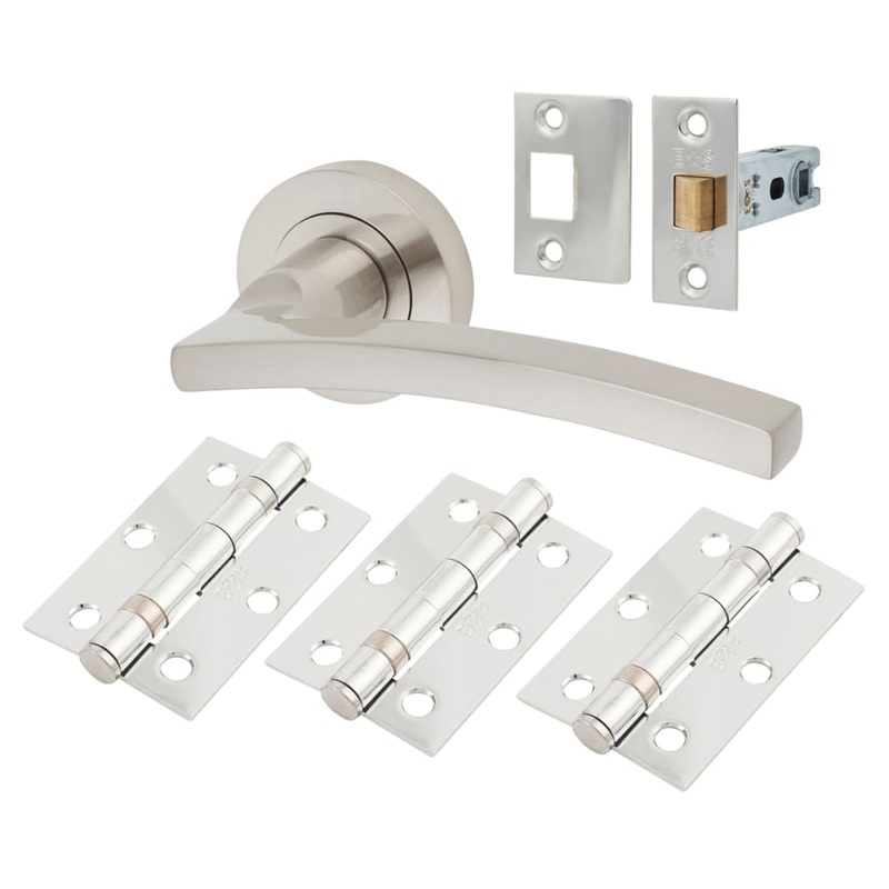 Serozzetta by Carlisle Brass Tavira Latch Door Handle on Rose Ultimate Door Kit – Satin Nickel