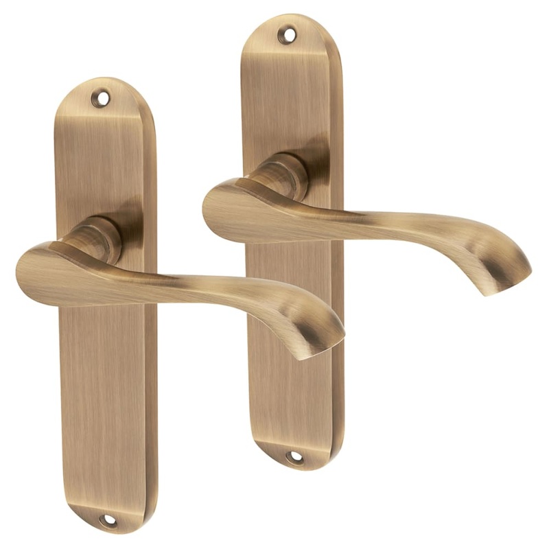 Touchpoint Ancona Latch Door Handle – 180 x 39mm – Antique Brass