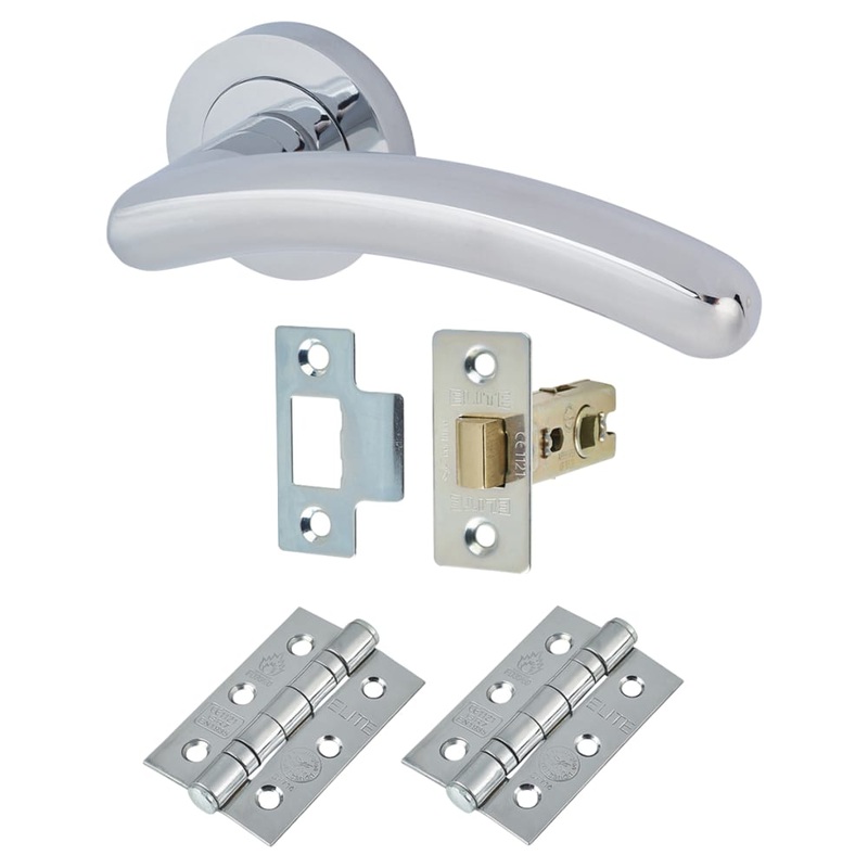 Touchpoint Carina Latch Door Handle on Rose Kit – Polished Chrome