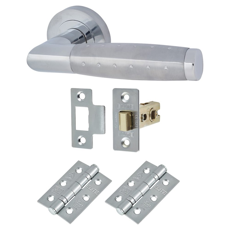 Touchpoint Celeste Latch Door Handle on Rose Kit – Polished/Satin Chrome