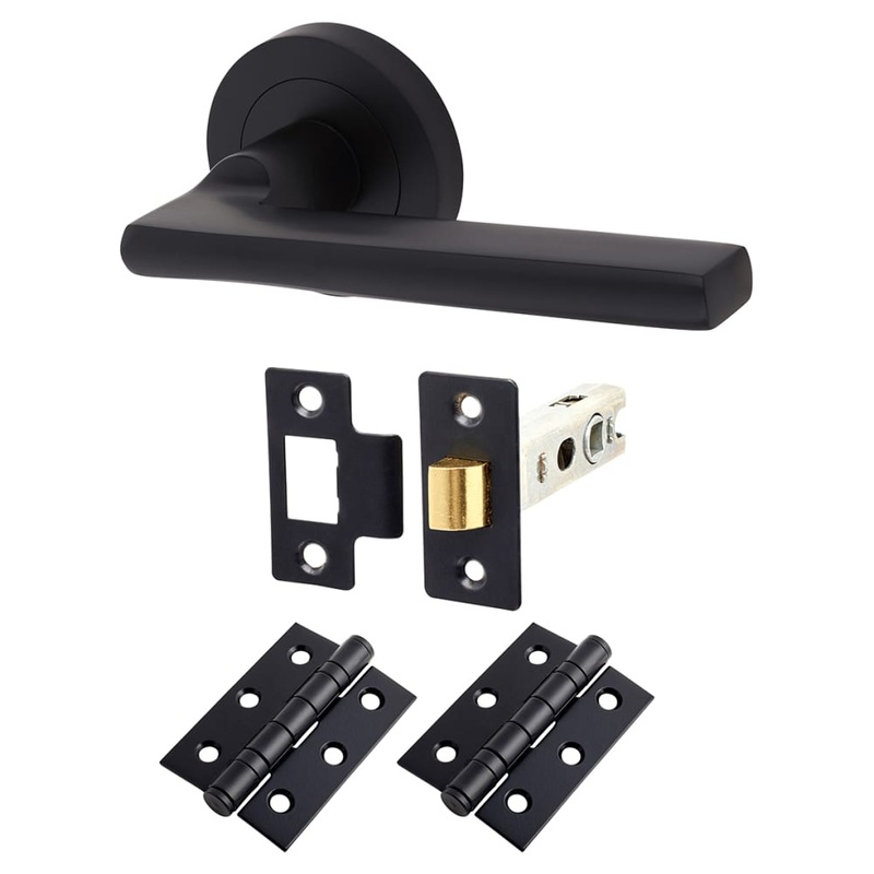 Touchpoint Lexi Latch Door Handle on Rose Kit – Matt Black