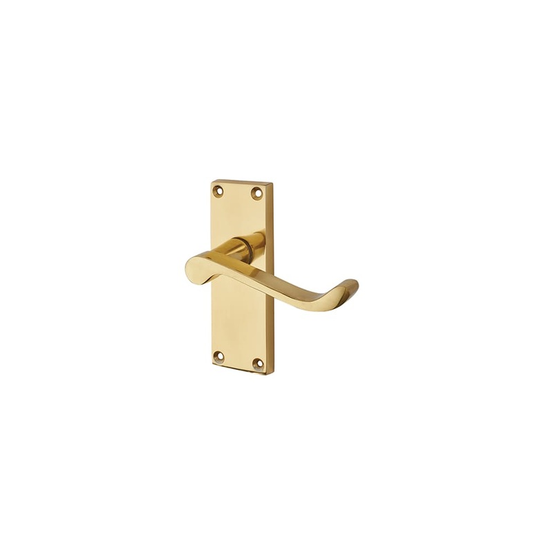 Touchpoint Mia Budget Scroll Latch Door Handle – Short Plate – 114 x 42mm – Polished Brass