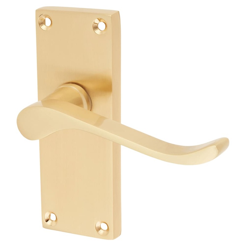 Touchpoint Mia Budget Scroll Latch Door Handle – Short Plate – 114 x 42mm – Satin Brass