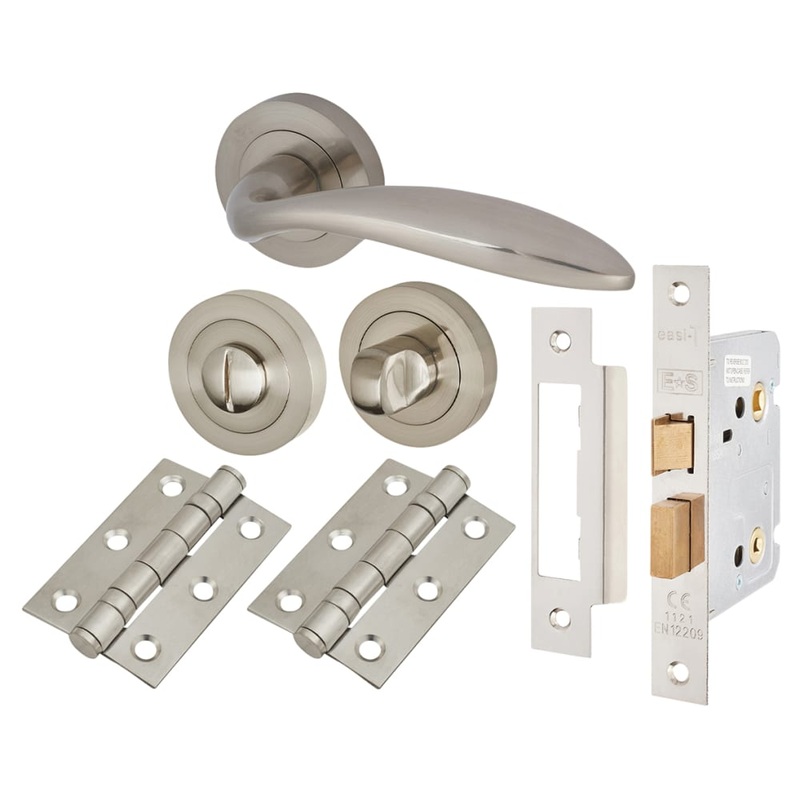 Touchpoint Morgan Bathroom Lock Door Handle on Rose Kit – Satin Nickel