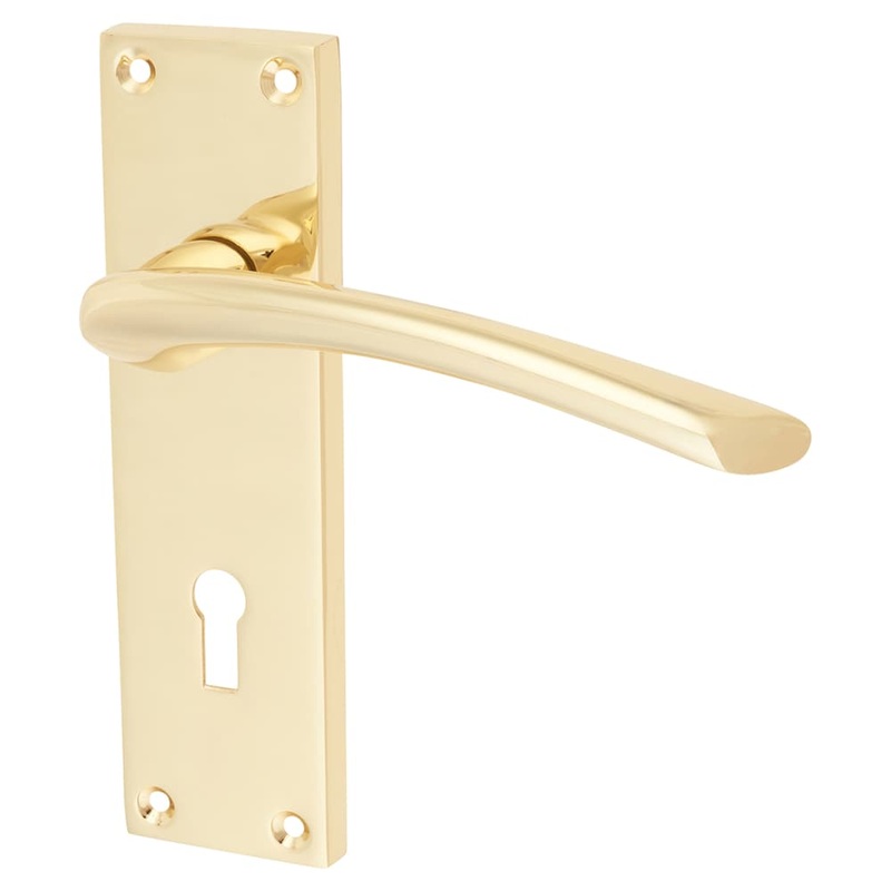 Touchpoint Rimini Lock Door Handle – 151 x 42mm – Keyhole – Polished Brass