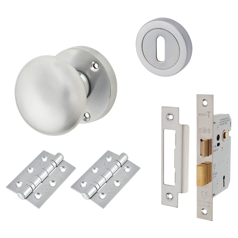 Touchpoint Round 3 Lever Sashlock Mortice Door Knob Kit – 60mm Rose Diameter – Satin Chrome