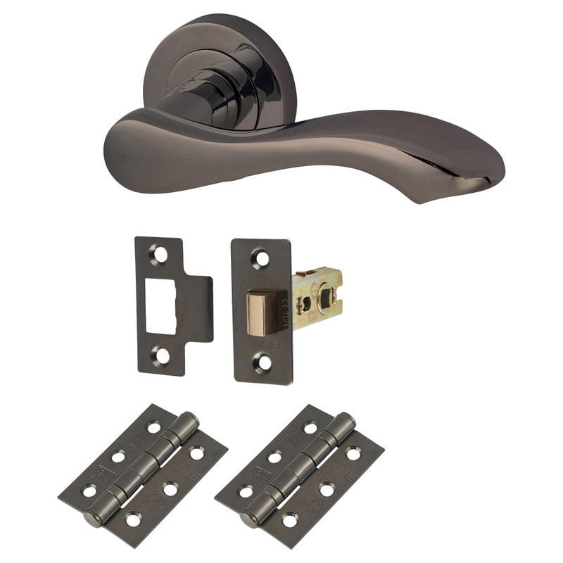 Touchpoint Scarlett Latch Door Handle on Rose Kit – Black Nickel
