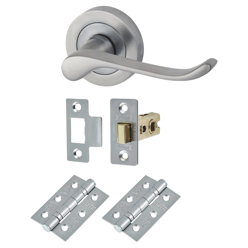 Touchpoint Scroll Latch Door Handle on Rose Kit – Satin Chrome
