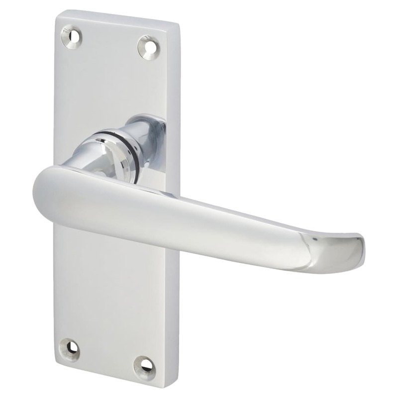 Touchpoint Victorian Straight Latch Door Handle – Short Plate – 118 x 42mm – Polished Chrome