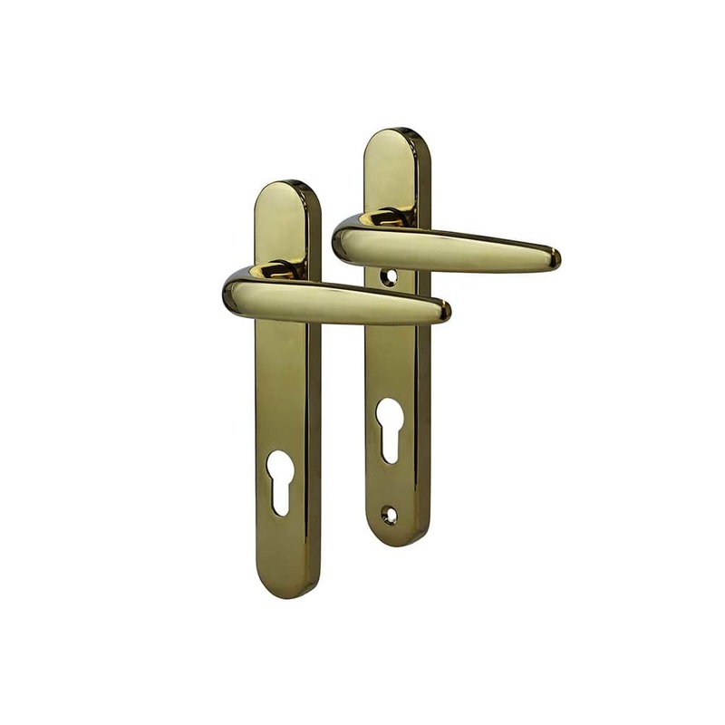 Trojan Sparta uPVC Multipoint Door Handle – Short Plate – 92mm c/c – PVD Gold