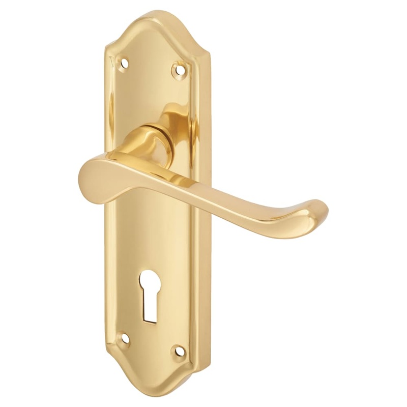 Altro Ashmead Lock Door Handle – Keyhole – 168 x 46mm – Polished Brass