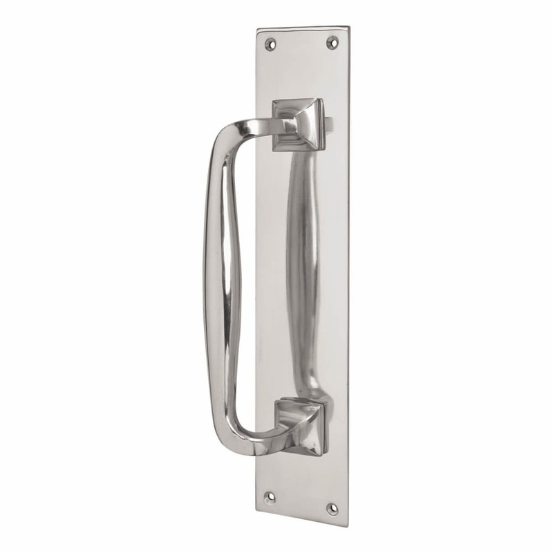 Altro Brewery Offset Door Pull Handle on Plate – Screw Fix – 305 x 63mm – Chrome