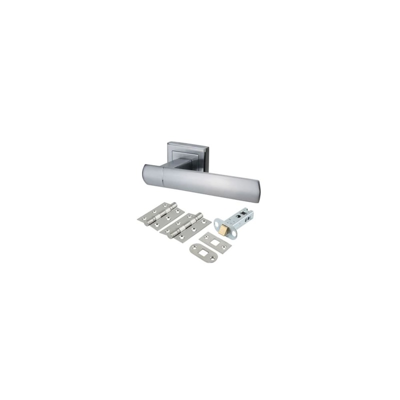 Altro Essence Latch Door Handle on Square Rose Kit – Satin Chrome