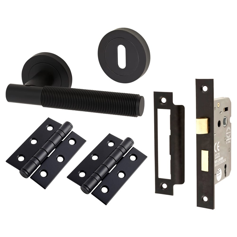 Altro Lily Reeded 3 Lever Sashlock Door Handle Kit – Matt Black