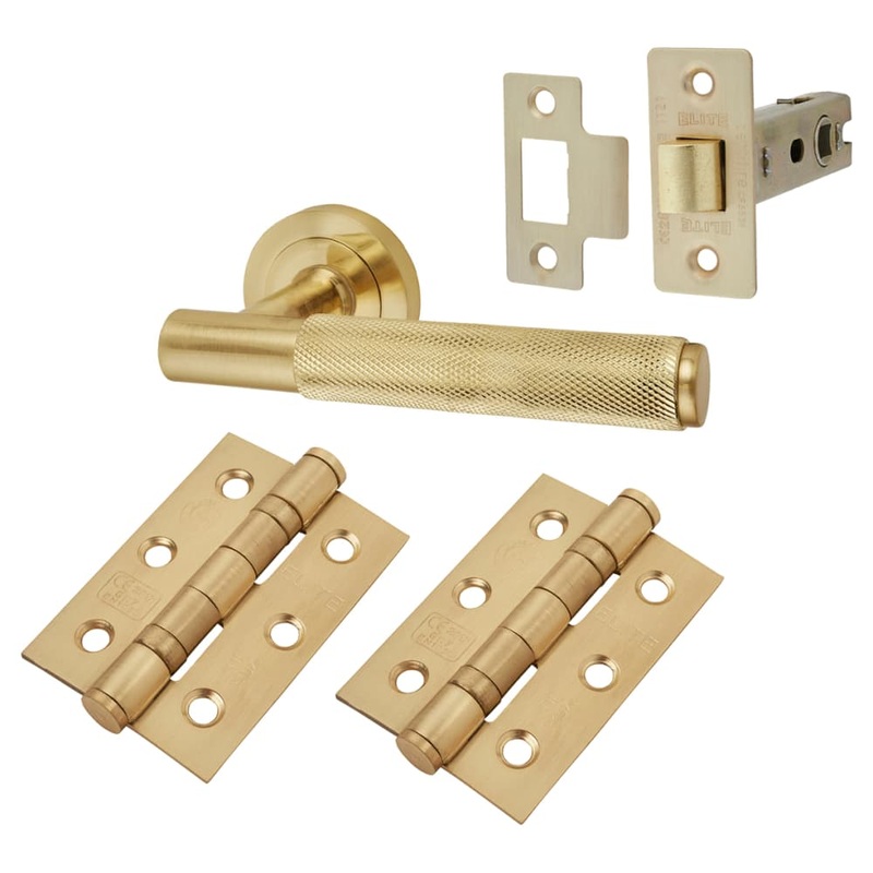 Altro Remi Knurled Latch Door Handle Kit – Satin Brass