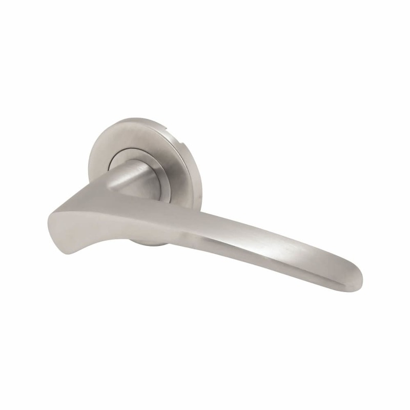 Altro Swept 1 Style Door Handle on Rose – Satin Stainless Steel