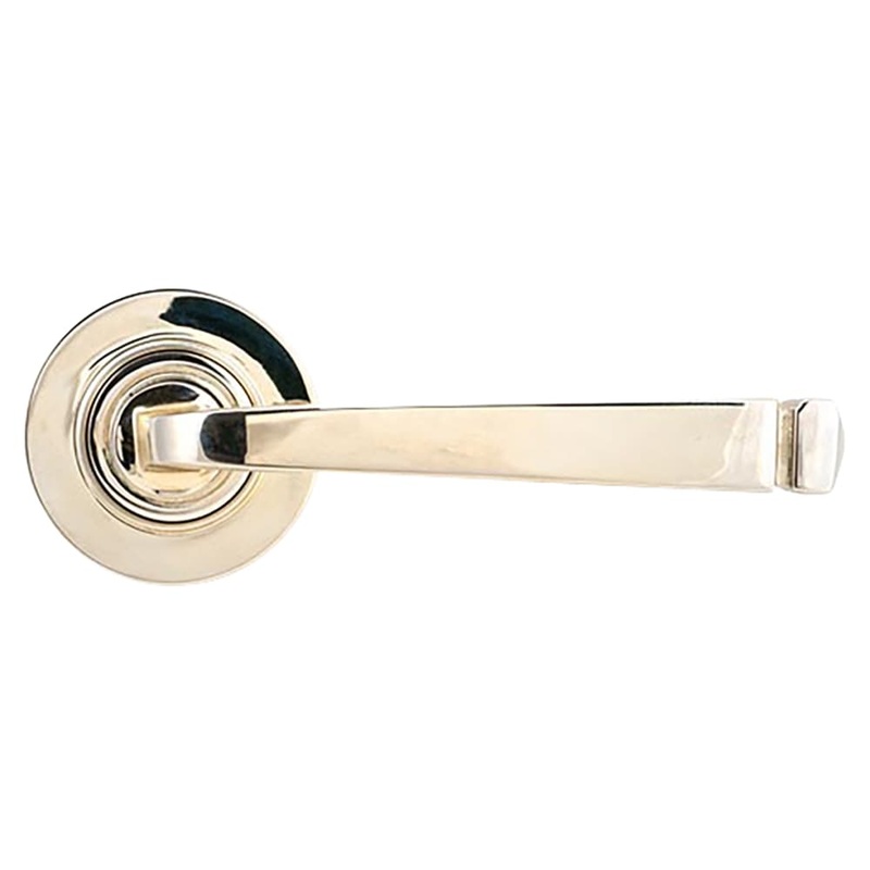 From The Anvil Avon Door Handle on Plain Rose – Polished Nickel