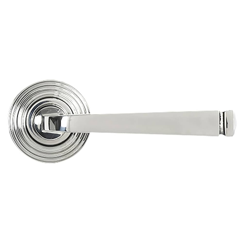 From The Anvil Avon Door Handle on Reeded Beehive Rose – Polished Stainless Steel