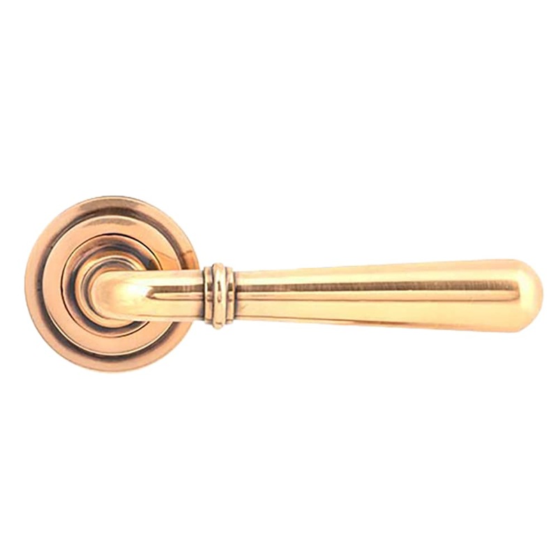 From The Anvil Newbury Door Handle on Art Deco Rose – Polished Bronze