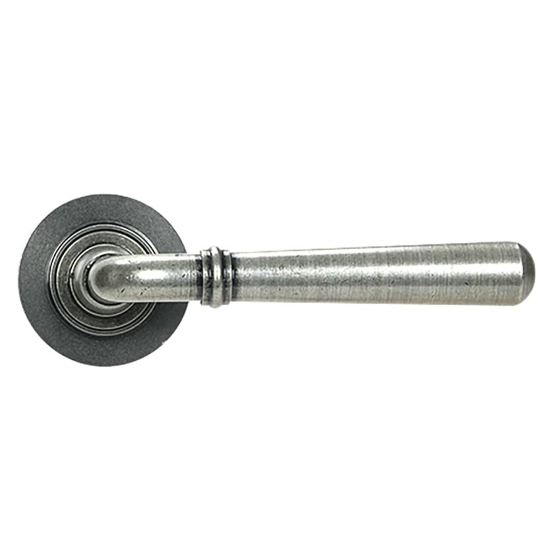 From The Anvil Newbury Door Handle on Plain Rose – Pewter