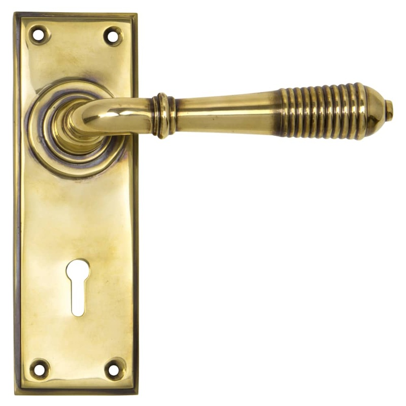 From The Anvil Reeded Lock Door Handle – Keyhole – 152 x 50mm – Aged Brass