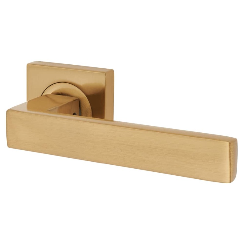 Hampstead Evie Door Handle on Square Rose – Satin Brass