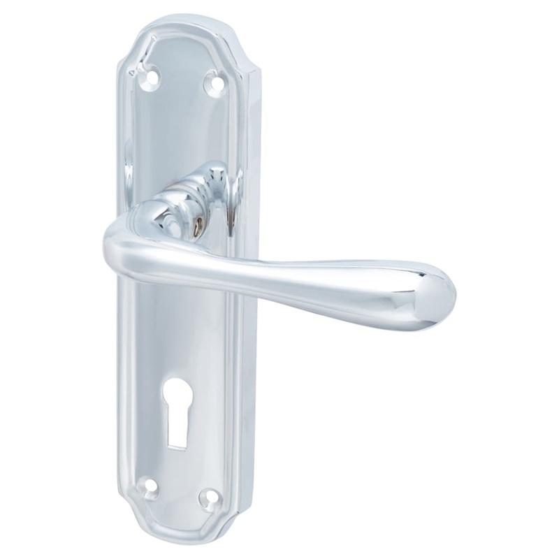 Hampstead Genoa Lock Door Handle – Keyhole – 168 x 45mm – Polished Chrome