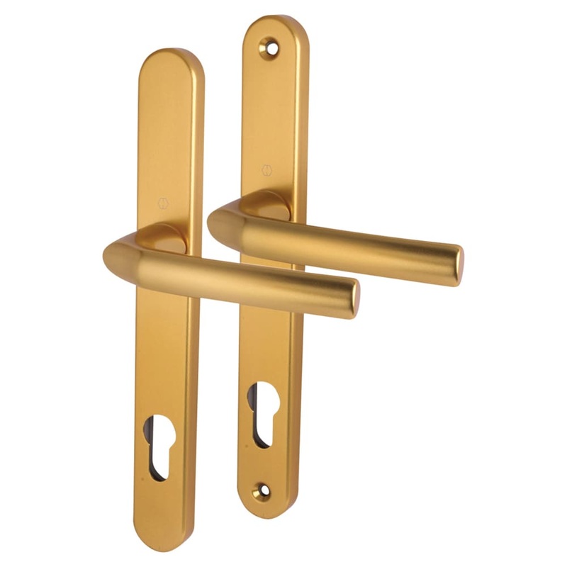 Hoppe Birmingham 1117/3810N uPVC Multipoint Door Handle – Long Plate – 92mm c/c – 70mm door – Gold