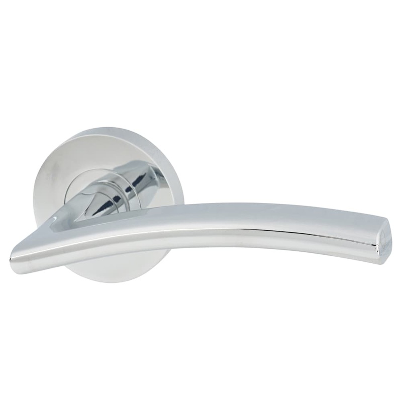 Jigtech Sabre Door Handle on Rose – Polished Chrome