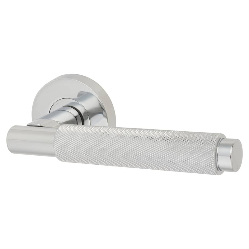 Jigtech Textura Door Handle on Rose – Polished Chrome