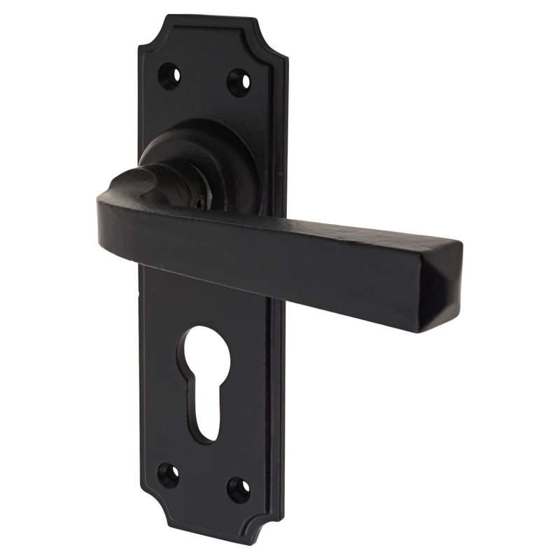 Olde Forge York Lock Door Handle – Euro – 152 x 48mm – Smooth Black