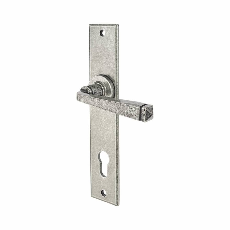 Olde Forge York Lock Door Handle – Euro – 241 x 48mm – Pewter