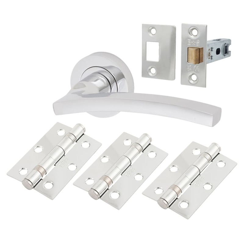 Serozzetta by Carlisle Brass Tavira Latch Door Handle on Rose Ultimate Door Kit – Polished Chrome