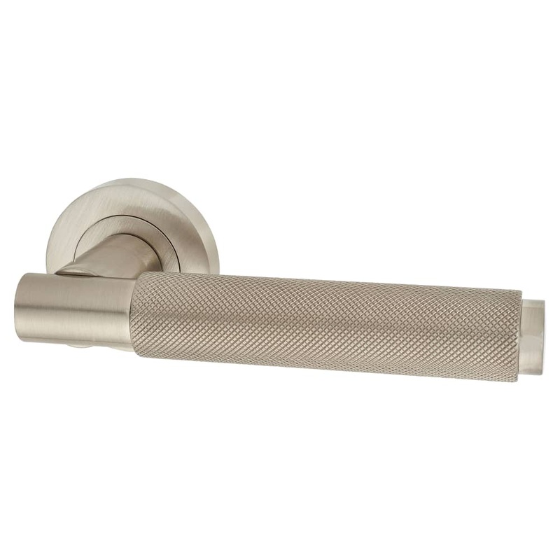 Serozzetta by Carlisle Brass Varese Knurled Door Handle on Rose – Satin Nickel