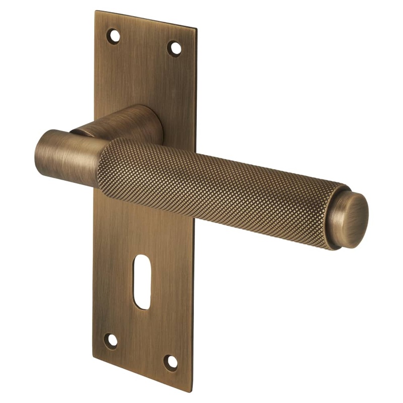 Serozzetta by Carlisle Brass Varese Knurled Lock Door Handle – Keyhole – 130 x 55mm – Antique Brass