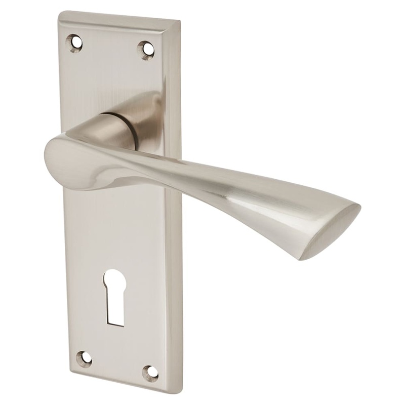 Serozzetta by Carlisle Brass Venti Lock Door Handle – Keyhole – 150 x 50mm – Satin Nickel