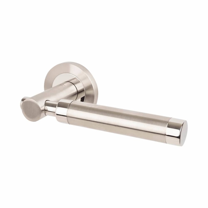 Steelworx Astoria Door Handle on Rose – Polished Stainless/Satin Stainless Steel