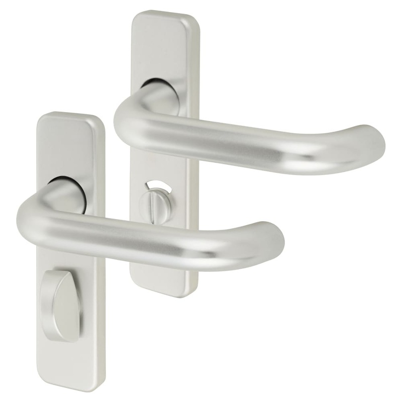 Touchpoint 20mm Return to Door Bathroom Door Handle – 155 x 40mm – Satin Aluminium