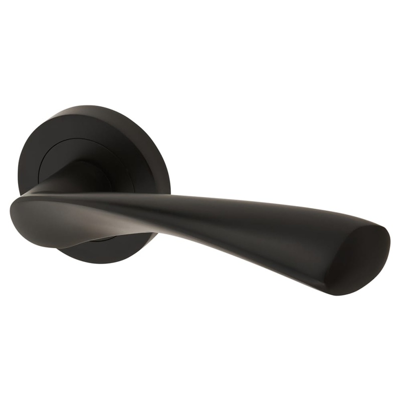 Touchpoint Ariel Door Handle on Rose – Matt Black