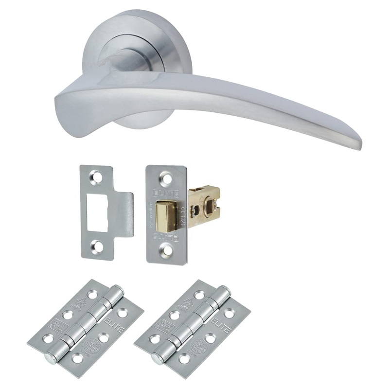 Touchpoint Aston Latch Door Handle on Rose Kit – Satin Chrome