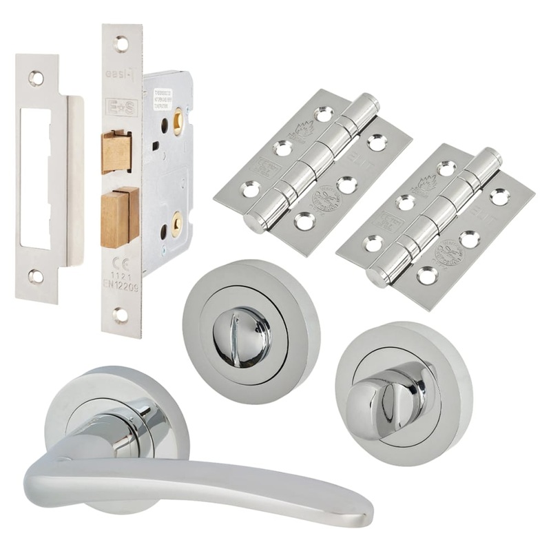 Touchpoint Eloise Bathroom Lock Door Handle on Rose Kit – Polished Chrome