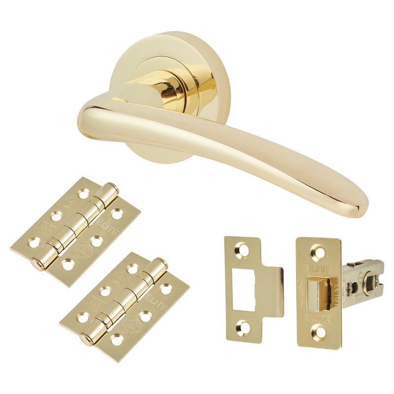 Touchpoint Eloise Latch Door Handle on Rose Kit – Polished Brass