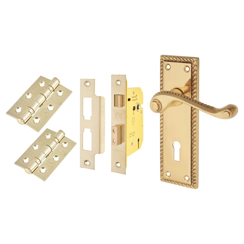 Touchpoint Georgian 3 Lever Sashlock Door Handle Kit – Polished Brass