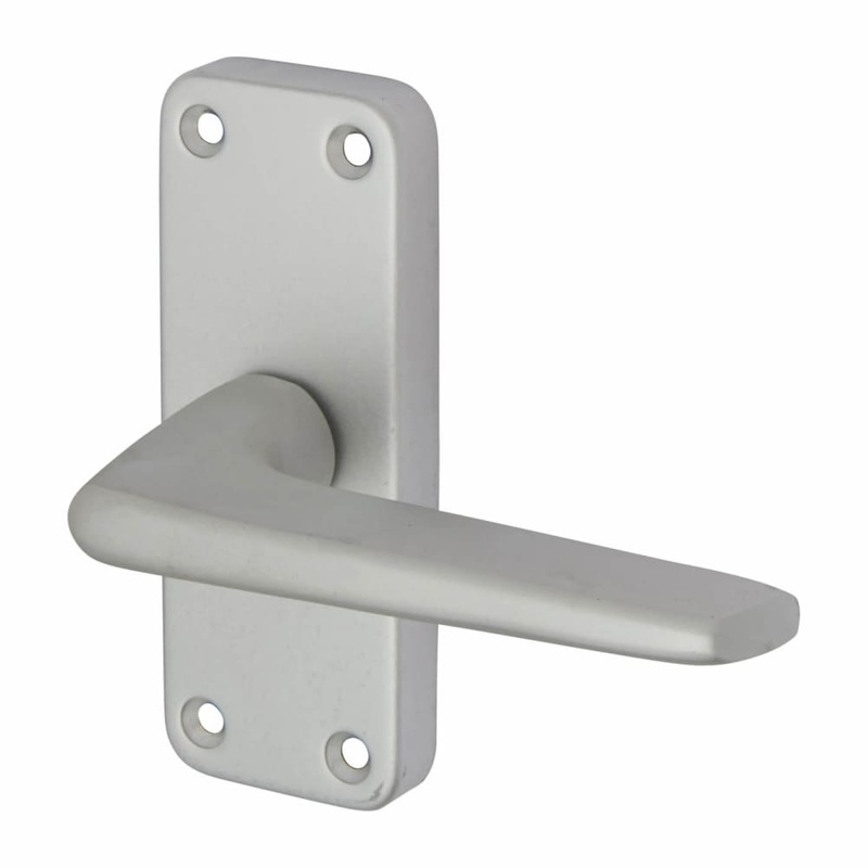 Touchpoint Lynx Latch Door Handle – Short Plate – 103 x 40mm – Satin Aluminium
