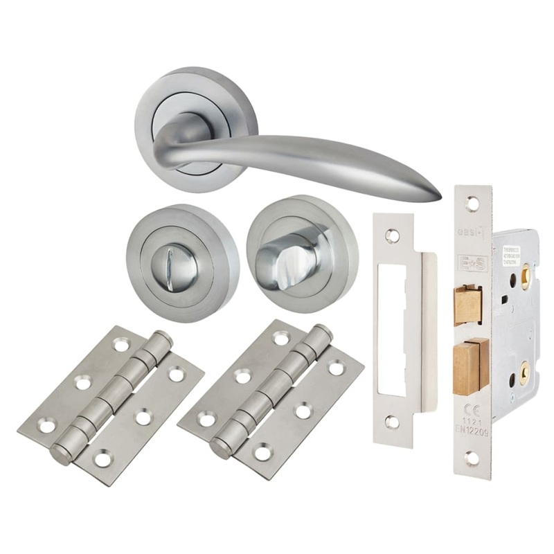 Touchpoint Morgan Bathroom Lock Door Handle on Rose Kit – Satin Chrome