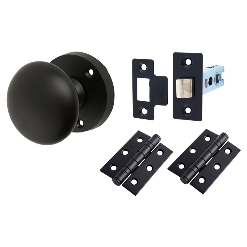 Touchpoint Round Mortice Door Knob Kit – 60mm Rose Diameter – Matt Black