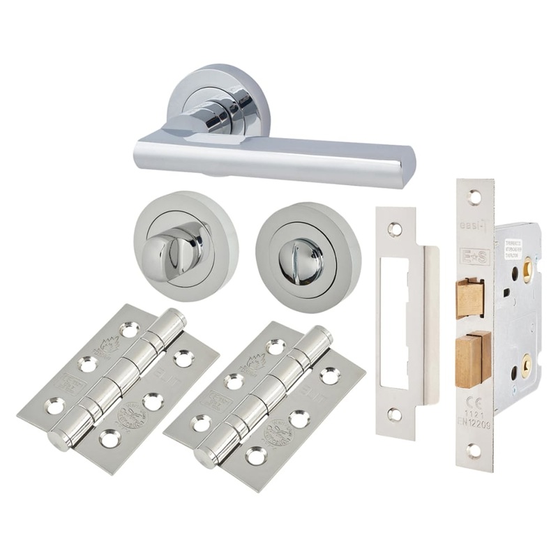 Touchpoint Sophia Bathroom Lock Door Handle on Rose Kit – Polished Chrome